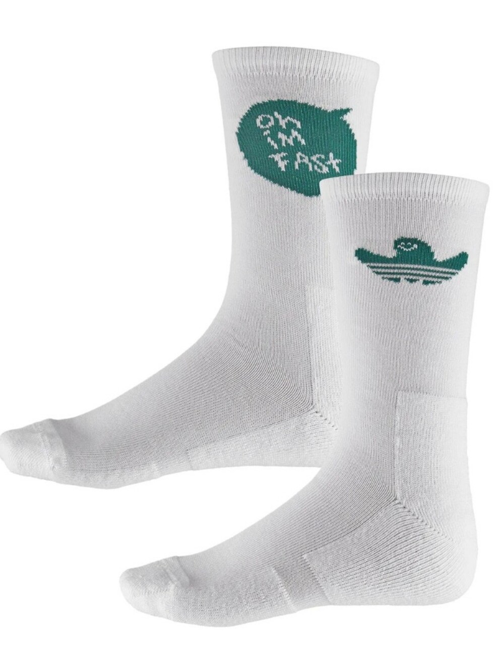 NWT Shmoo adidas White Crew Socks with Green Logo